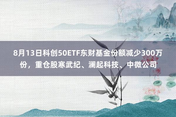 8月13日科创50ETF东财基金份额减少300万份，重仓股寒武纪、澜起科技、中微公司