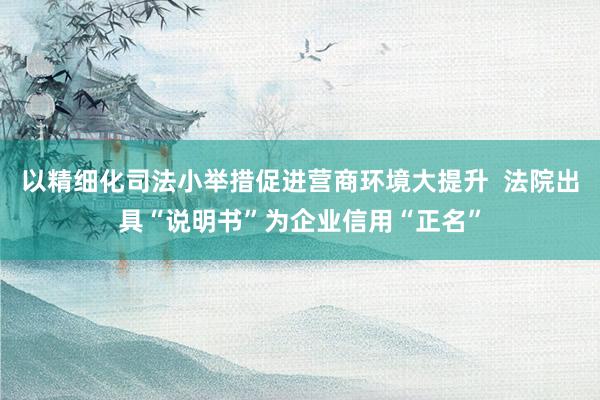 以精细化司法小举措促进营商环境大提升  法院出具“说明书”为企业信用“正名”